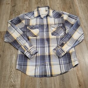 Ditch Plains Plaid Yellow Grey Long Sleeve Button Up Shirt Mens Size Large